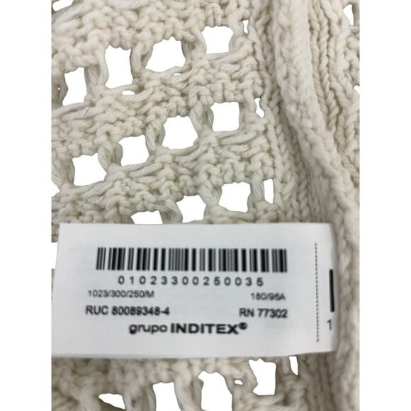 Zara Mens Cutwork Sweater Vest Size M Ivory Open Knit Crochet 1023/300 NWT - Picture 9 of 14